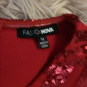 Fashion Nova | Dresses | Red Sparkly Fashion Nova Dress With Fringe |  Poshmark